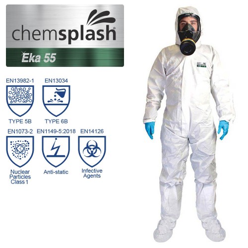 Chemsplash Eka 55 Coverall Type 5B/6B With Feet | Chemsplash